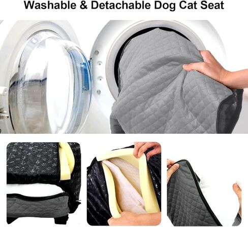 Dog Car Seat for Small Medium Dogs Up to 40lbs, Detachable Washable Soft Pet Booster Travel Bed for Front & Black Seat with Safety Leash Belt in Kuwait