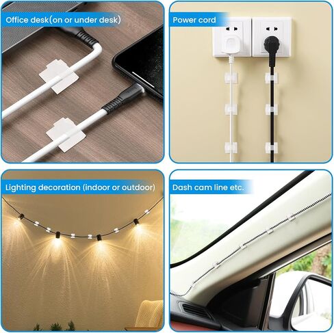 100 Pcs Cable Clips,Adhesive Cord Clips for USB Cables, Phone Chargers, Ethernet Cables, car Dash cam Cables,Christmas Lights, String Lights(Black, Small) in Saudi Arabia