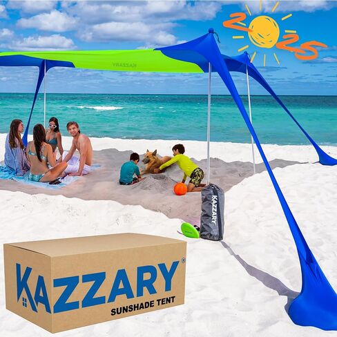 Beach Sun Shade, UPF50+ Beach Tent, 4 Poles, 7 FT Tall in Saudi Arabia