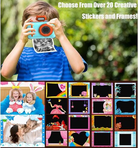 Camera for Kids Instant Print, 2" 1080P 32G HD Camera for Kids with Film, Best Christmas Birthday Gifts for Boys Girls Age 3-12, Portable Toy for 3 4 5 6 7 8 9 10 Year Old Girls Boys (Blue) in Kuwait