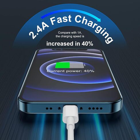 6ft iPhone Charger Cable, [Apple MFi Certified] Long Apple Lightning to USB Cable 6 Feet, Fast iPhone Charging Cord 6 Foot for Apple iPhone 14 Pro/14/13 Pro Max/13/12 mini/11/XS/XR/8/7/6S/6/5S/SE iPad in Saudi Arabia