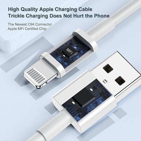 6ft iPhone Charger Cable, [Apple MFi Certified] Long Apple Lightning to USB Cable 6 Feet, Fast iPhone Charging Cord 6 Foot for Apple iPhone 14 Pro/14/13 Pro Max/13/12 mini/11/XS/XR/8/7/6S/6/5S/SE iPad in Saudi Arabia
