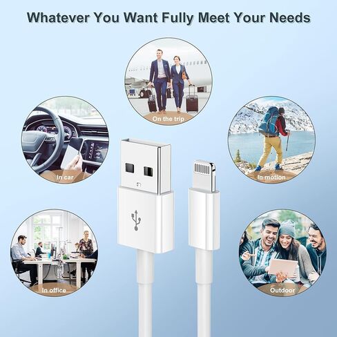 6ft iPhone Charger Cable, [Apple MFi Certified] Long Apple Lightning to USB Cable 6 Feet, Fast iPhone Charging Cord 6 Foot for Apple iPhone 14 Pro/14/13 Pro Max/13/12 mini/11/XS/XR/8/7/6S/6/5S/SE iPad in Saudi Arabia