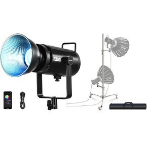 NEEWER CB200C 200W RGBWW COB LED Video Light, 2500K-7500K (Duv±0.0003) 23000lux/m Bowens Silent Continuous Output Lighting TLCI/CRI97+ for Photography Video Recording, ST198SS Light Stand Included