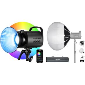 NEEWER CB60 RGB 70W LED Video Light with App Control, Bowens Mount COB Full Color Continuous Output Lighting with NS65L 26"/65cm Lantern Softbox, for Photography/Studio Video Recording