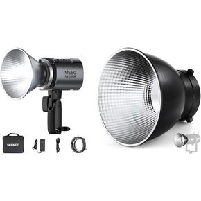 NEEWER MS60 LED Video Light with 2.4G/APP Control, 65W 5600K Daylight Mini COB Continuous Output Lighting, 40000lux/1m, CRI 97+/TLCI 98+, 0-100% PWM Dimming, RF1 7'' Reflector Diffuser Included