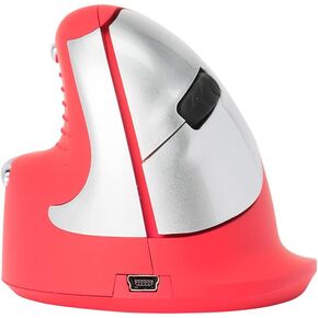 R-Go HE Sport Vertical Ergonomic Mouse Wireless Bluetooth, Left Hand, Break Software, Rechargeable, Resolution (DPI) 800/1200/1600/2400 for Windows, Mac, Linux - Red