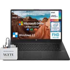 HP 17 Inch Laptop Computer, FHD IPS 17.3 Laptop PC, Intel Core i5 (10-Cores), 64GB RAM, 2TB SSD+512GB Docking Set, Lifetime Office, Windows 11, Long Battery Life, 10 Key