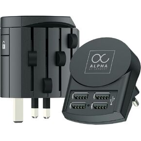 Skross Alpha World Travel Adapter with 4 USB Ports. Suitable for Charging All Phones and Tablets While Travelling.