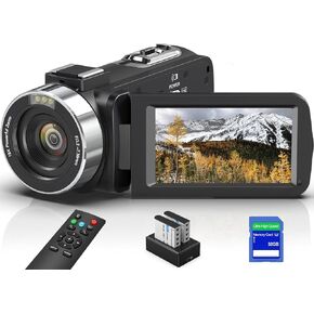 8K Video Camera Camcorder, 64MP IR Night Vision Vlogging Camera, 18X Zoom WiFi Digital Touch Screen Camcorder for YouTube with 32G SD Card, Remote Control, Mic, Charging Cradle, and Two Batteries