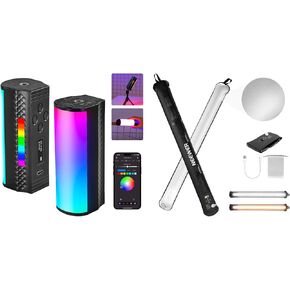 NEEWER TL97C Magnetic Handheld Light Wand [2 Pack] APP Control, 360° Full RGB Mini LED Video Light Stick with GC21B Basic 21W Handheld LED Tube Lighting 35.5"/90cm, Bi Color Inflatable TPU Video