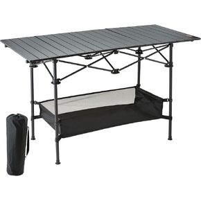 VEVOR Folding Camping Table, 24x16 inch Lightweight Fold Up Tables, Aluminum & Steel Outdoor Portable Side Desks with Large Storage and Carry Bag, Ultra Compact Work Desk for Beach Picnic Travel