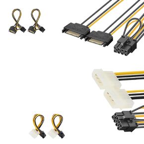 J&D Bundle–2 Items: 8 inch 8 Pin to SATA and 6 inch 8 Pin PCIe to 2 x 4 Pin Power Cable