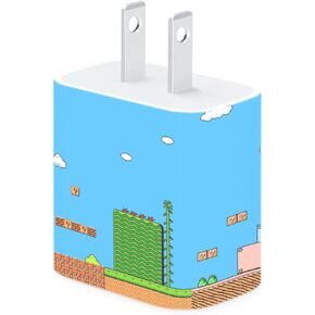 Old Game Wall Charger Skin/Charger Decal Wrap Stickers Compatible with iPhone iPad Plug (18W / 20W USB-C) Personalized Covering - Extra Slim