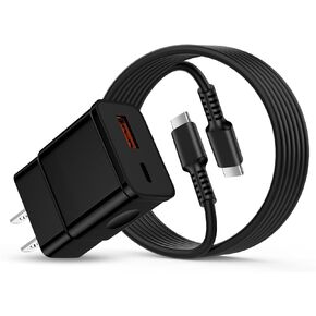 25W Samsung S25 شاحن سلك سريع الشحن لـ Galaxy S24 S23 S22 S21 S20 S10 Ultra A16 A15 A14 A13 ، USB C Charger Block وكابل Android 6ft لـ iPhone 16 15 14 13 12 ، Google Pixel 9 8 7 Pro 8