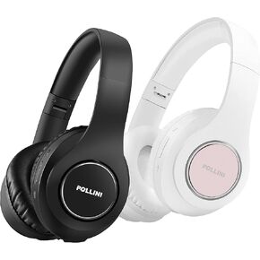 pollini Bluetooth Headphones Over Ear, Wireless Headset V5.0 with 6 EQ Modes, Soft Memory-Protein Earmuffs and Built-in Mic for iPhone/Android Cell Phone/PC/TV