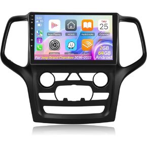 [2+64G] Car Stereo for Jeep Grand Cherokee 2014-2022 with Wireless Carplay and Android Auto - 9 Inch Touchscreen Android Car Radio - Multiple UI/GPS/WiFi/SWC/Bluetooth + AHD Backup Camera