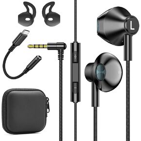 Wired Earbuds USB C Port in-Ear Earphones Braided Cord with Built-in Microphone & Volume Remote Control Compatible for iPhone 16, iPad Galaxy Android and Most USB Type C Devices Blue