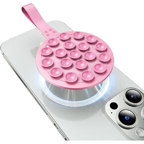 HORERYE CUP CUP PHONE MOUNT ، [متوافق مع MAGSAFE] حامل قبضة الهاتف المغناطيسي الخالية من اليدين ، حامل قبضة قوي لصور شخصية ومقاطع فيديو Tiktok ، من أجل iPhone و Android ، الوردي
