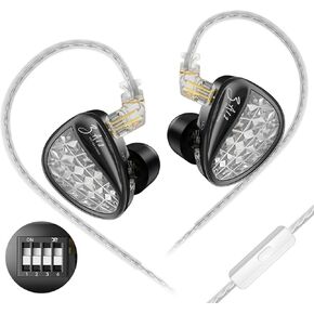 KZ ZA12 in Ear Monitor Headphones, 2DD+4BA Hybrid Drivers iem for Gaming, Tunable in Ear Monitor with 4-Level Tuning Switch, 6 Driver HIFI iem Earphones for Audiophile Singers (Tuning Version, no mic)