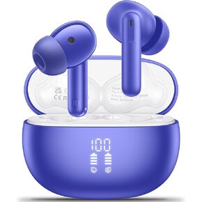 Wireless Earbuds,2025 Bluetooth 5.3 Bass Stereo Headphones with 4 ENC Mic,42H Playtime Ear Buds with Charging Case LED Display,Sport Earphones IPX7 Waterproof for iPhone, Android, Pad, Sports and Work