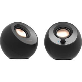 Creative Pebble 2.0 Bluetooth Speaker System - 8 W RMS - Black - Desktop - 100 Hz to 17 kHz - USB (Renewed)