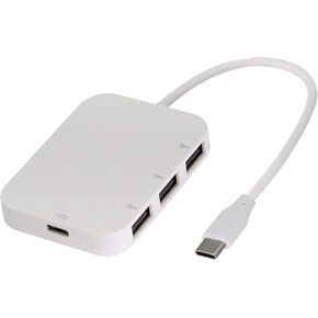 zdyCGTime 3-in-1 USB-C to USB 2.0 Adapter,Type-C Male to 3USB Ports+Type-c Female Hub,Suitable for Devices with USB 3.1 Gen1 Interface to Read U Disk, Mouse, Keyboard, Printer, etc.(24cm/White)