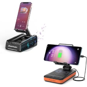 JTEMAN 2 in 1 Cell Phone Stand with Bluetooth Speaker & 3 in 1 Bluetooth Speaker Phone Stand with Power Bank