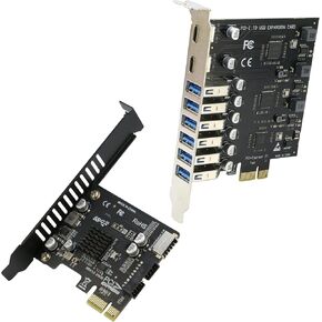 PCIE إلى 6x USB 3.0 + 2X USB C و PCIE إلى بطاقة 20Pin + Type-E الداخلية