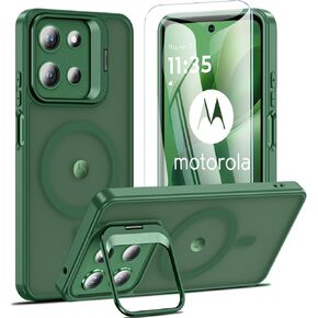 OWKEY Case for Moto G 2025, Magnetic Phone Case [with Camera Stand Guard] Anti-Fingerprint Translucent Matte Shockproof Protective Case for Motorola Moto G 5G 2025 (Black)