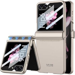 Dootoo for Samsung Galaxy Z Flip 5 Case Magnetic Behinge Coffeting مع حامي شاشة شاملة للجميع في Galaxy Z Flip 5 (2023) (Pink)