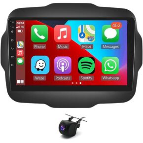 Android 13 Double Din Car Stereo Compatible with Jeep for Renegade 2015-2020, 2G+32G 9" Touch Screen Car Stereo Radio with Wireless Carplay Android Auto GPS Navigation WiFi Mic Backup Camera