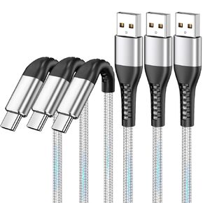 USB Cable (3Pack 6ft) USB A to Type C Cable Fast Charging,USB C Charger Cord USB C Charger Cable Compatible with iPhone16/15 Pro Max/Plus/Galaxxyy S20 S10 Note 20 and More(White)