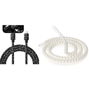 BEDED و BLING PRACKING DAIMOND لحبل شاحن iPhone [MFI Certified] Type C Cable Prarl وكابل شاحن الهاتف الأسود لـ iPhone 14 13 12 11 Pro Max