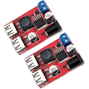 DEVMO 2Pcs LM2596S Dual USB Power Supply Module Step-Down Buck Car Charger Power Converter Car Charger Regulators Solar Adjustable 3A DC-DC Port 150KHZ 9V 12V 24V 36V to 5V