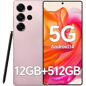 P25 Ultra Unlocked Phones,Built-in Pen Smartphone,12+512GB,Snapdragon 888, Long Battery Life 7000mAh, 6.9“ FHD Screen,48+108MP Camer,Face ID/Fingerprint Lock/, Android 14/Dual SIM/ (Gold)