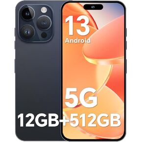 Unlocked Android Phones S15PROMAX, 12GB+512GB Smartphone, 6800mAh Battery Android 13 Unlocked Phones, Face ID/Fingerprint