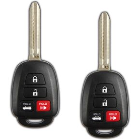 2X KeylessOption Key Fob Replacement for 2012 2013 2014 Toyota Camry Remote, 4-Button HYQ12BDM, Locksmith Required