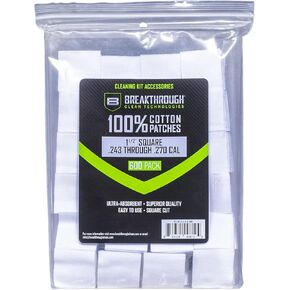Breakthrough Clean Technologies® Cotton Patches, 1.5" Square, .243 Thru .270 Caliber, 600-Pack