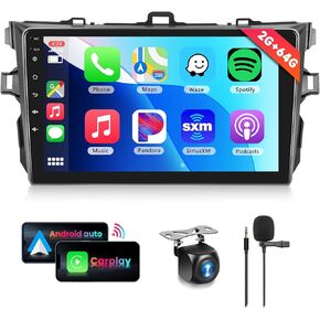 8 CORE 4G+64G Car Radio Stereo for Toyota Corolla 2009-2013 with Wireless CarPlay/Android Auto, 10.1 Inch 1280 * 720P IPS Touch Screen Android 13 GPS WiFi Bluetooth 32-Band DSP HD Rear Camera