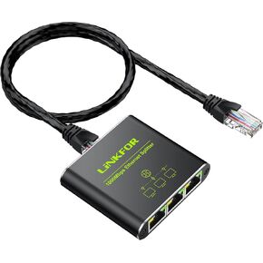 Linkfor Ethernet Splitter 1 في 3 Out ، 1000 ميجابت في الثانية عالي السرعة ، موصل امتداد الشبكة RJ45 مع نوع USB Cable Gigabit ، مشاركة شبكة CAT8 CAT6 CAT5E