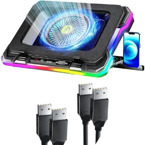 AICHESON K1 5V Gaming Laptop Cooling Pad and 2 x 1.3m USB A to A Cables Set