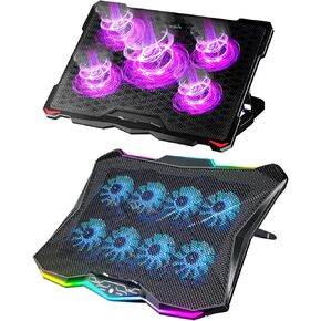 AICHESON S035 Purple Laptop Cooler and AA3 Gaming Laptop 8 Cooling Fans Set