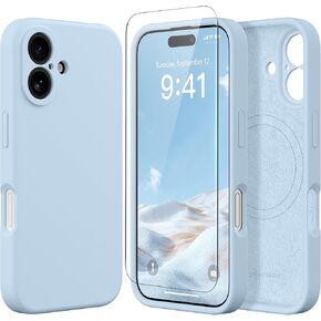 Magnetic for iPhone 16 Plus Case, Compatible with MagSafe, [Full Camera Protection][Screen Protector] Silicone Shockproof Protective Phone Case for iPhone 16 Plus 6.7", Matcha