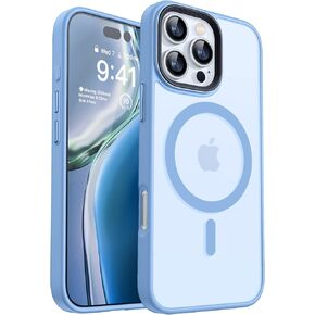 CANSHN Magnetic Compatible with iPhone 16 Pro Case [Compatible with Magsafe] [Translucent Matte] Slim Thin Shockproof Protective Bumper Phone Case Cover 6.3 Inch - Light Blue