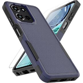 for Motorola Moto G 2025 Case: Dual Layer Protective Heavy Duty Cell Phone Cover Shockproof Rugged with HD Screen Protector - Military Protection Bumper Tough - Motorola Moto G 2025, Black