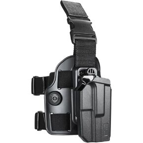 Level II Retention G17 Drop Leg Holster, Fit for Glock 17 Gen 3-5 Glock 22/31 Gen 3-4, Not Fit G22/G31 Gen 5, Polymer Thigh Holster Platform, Thumb Release Holster, Leg Holster for Pistols