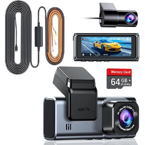 A2Pro 4K &5G WiFi Dash Cam Front and Rear with Hardwire Kit for 24/7 Recording