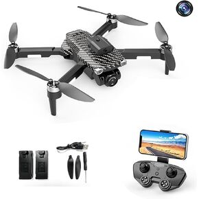 Drones with Camera for Adults 1080P HD Foldabled Drone brushless Motor with Carrying Case Drones for Kids with One Key Take Off/Land, 3 Speed Mode, 360° Flip RC Quadcopter Black