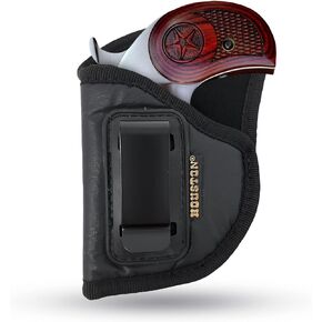 IWB Gun Holster by Houston - ECO Leather Concealment Inside The Waistband with Metal Clip Compatible with Bond Arms 410 Rowdy .45 - Texas Defender .357 .38 / .45LC - Grizzly .45LC / .410, 3" (Left)